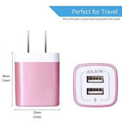 USB Charging Box, Charger Adapter, Ailkin 3-Pack 2.1Amp Dual Port Fast Charge Plug Cube Base Replacement for iPhone X/8/7/6S/6S Plus/6, Samsung Galaxy S7/S6/S5 Edge, LG, HTC, Huawei, Moto, Kindle