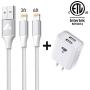 iPhone Charger, MFi Certified Lightning Cable (3ft+6ft) Nylon Braided Cord with 2 Port USB Plug Wall Charger Adapter Fast Charging Block Compatible Phone SE 2020 12 11 Pro Max XS XR 10 8 7 6s 6 iPad