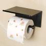 Alise GY500-B Toilet Paper Holder Tissue Holders Paper Storage with Mobile Phone Storage Shelf,2 Installation of Super Glue Self-Adhesive and Wall Drilling,Black Finish