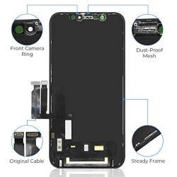 Replacement for iPhone XR Screen Replacement (6.1") Face ID Display LCD Digitizer Assembly Set with Waterproof Frame Adhesive Sticker + Tempered Glass Screen Protector Repair Tools Kit