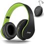Bluetooth Headphones Over-Ear, Zihnic Foldable Wireless and Wired Stereo Headset Micro SD/TF, FM for Cell Phone,PC,Soft Earmuffs &Light Weight for Prolonged Waring(Black/Green)