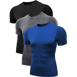 Neleus Mens 3 Pack Athletic Compression Under Base Layer Sport Shirt