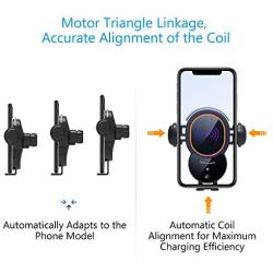 WALOTAR Wireless Car Charger, Triangle Linkage Auto-Clamping 10W Qi Fast Car Phone Mount Dashboard Windshield Air Vent Holder Compatible with iPhone 11 Pro Max Xs XR X 8,Samsung S10 S9 S8 Note 10 etc