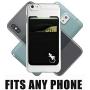 Double Pocket Gecko Phone Wallet - Smartphone Adhesive Card Holder - Cell Phone Pouch - Mobile Stick on Lycra Pocket by Gecko - Carry Credit Cards and Cash – (Black-White)