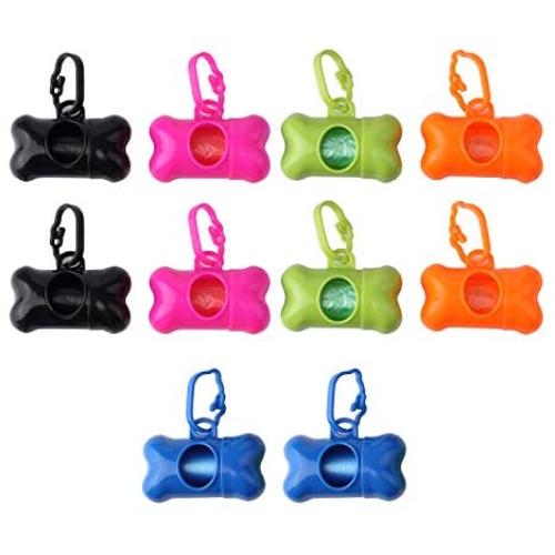 Arroyner 10 Pack Bone Shaped Poop Bag Dispenser Pet Waste Disposal Bag Dispenser (Random Color)