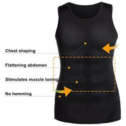 Mens Compression Shirt Slimming Body Shaper Vest Workout Tank Tops Abs Abdomen Undershirts