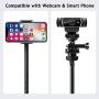 Webcam Stand and Phone Holder - Amada 25 inch Flexible Arm 360 Desk or Bed Gooseneck Mount Stand for Cell Phone 11 Pro XS Max XR X 8 7 6 Plus and Logitech C925e, C922x, C930e,C922,C930,C920,C615,Brio