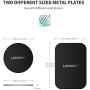 UGREEN Metal Plate for Magnet Cell Phone Holder, Sticky Adhesive Replacement for Magnetic Car Mount and Phone Case, 4 Pack, 2 Rectangle and 2 Round, Black