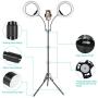 iMartine LED Ring Light 8" with Tripod Stand and Phone Holder, Professional 2 Makeup Selfie Light Rings for Photography YouTube Video Vlog, [6 Lighting Modes] [360° Flexible Goose Neck] [2700K-6000K]