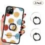 Transparent Phone Ring Cell Phone Ring Holder 360 Degree Rotation Round Finger Ring Stand Kickstand Compatible Most of Smartphones Set of 2 (Black)