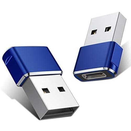 USB C Female to USB Male Adapter (Upgraded Version) (2-Pack), Basesailor Type C to USB A Adapter, Compatible with Laptops, Power Banks, Chargers, and More Devices with Standard USB A Ports (Blue)