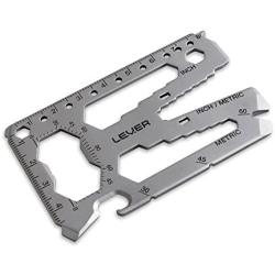 Lever Gear Toolcard Pro - 40 in 1 Credit Card Multitool. Slim, Minimalist Survival Card Wallet Tool Card. TSA Approved Multitool. (Silver no Clip)