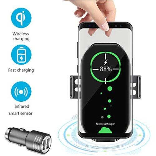 Wirelsss Car Charger,QI Fast Charging Air Vent Holder Auto-Clamping Smart Sensor Phone Holder for Car Compatible with iPhone 11/11 Pro/11 Pro Max/Xs MAX/XS/XR/X/8/8+,Samsung S10/S10+/S9/S9+