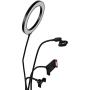 Qiilu Adjustable Selfie Ring Light, Universal Fill Lights with Support Bracket/Phone Clip/Mic Holder for Live Broadcast