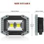 Portable LED Work Light,SONEE Rechargeable COB Work Lamp Waterproof LED Flood Light with Stand Built-in Power Bank Job Light for Indoor Outdoor Lighting (GRAY/2PACK)
