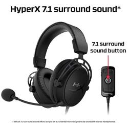 HyperX Cloud Alpha S - PC Gaming Headset, 7.1 Surround Sound, Adjustable Bass, Dual Chamber Drivers, Breathable Leatherette, Memory Foam, and Noise Cancelling Microphone - Blackout (HX-HSCAS-BK/WW)