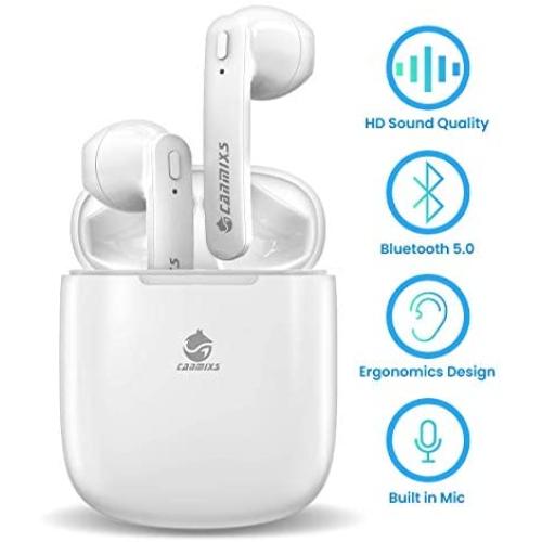 Canmixs True Wireless Earbuds,Gym Bluetooth Earphones for Running T12 TWS Wireless Earbuds Micro Earpiece with Charging Case Cordless in-Ear Stereo Headphones for iPhone Android