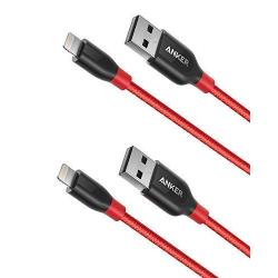 Anker [2-Pack] Powerline+ Lightning Cable (3ft) Durable and Fast Charging Cable [Aramid Fiber & Double Braided Nylon] for iPhone SE / 11 / XS/XS Max/XR/X / 8/8 Plus / 7/7 Plus and More (Red)