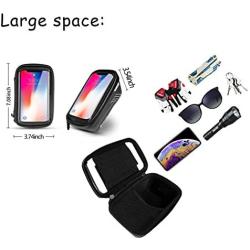 zwq Bicycle Phone Holder, Waterproof Cycle Cell Phone Mount, Handlebar Phone Bag with Touch Screen, Bicycle Storage Bag, Bicycle Bag Compatible for iPhone Samsung Smart Phone up to 6.5. (Black)