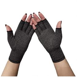 Arthritis Compression Gloves Fitness Gloves Relieve Pain from Rheumatoid，Relieve Carpal Tunnel Ache, Breathable Moisture Wicking Fabric, Fingerless for Dailywork for Men Women (Grey, Large)