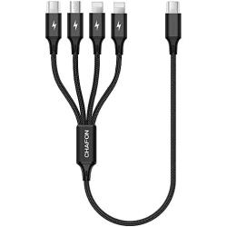 CHAFON USB C to Multi Charging Cable Short,4 in 1 Charging Cord Nylon Braided Adapter with Type C/Micro USB Compatible with Huawei,HTC,LG,Samsung Galaxy,Sony Xperia,Android Smartphones,Tablets and Mor