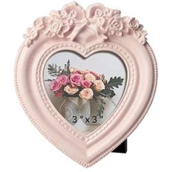 Edenseelake Heart Picture Frame 3x3 Baby Photo Frames, Valentine Gift, Pink