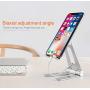 POKANIC Cell Phone Fully Foldable Stand Dock Holder Cradle Mount Organizer Charger Station Table Desk Bed Office School Kitchen Travel Portable Adjustable Multi-Angle Aluminum Non-Slip (Silver)