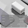 USB C Wall Charger, Baseus 65W Fast Portable 3 Port Charger [GaN Tech], USB-C QC PD 3.0 Power Adapter, Type C Charging Block for iPhone 11 Pro, iPad Pro, MacBook, Surface, USBC Laptop, Samsung, Pixel
