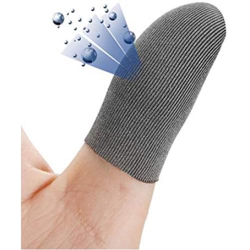 Silver Fiber 100%, 0.01"(0.5mm) Ultra-Thin, PUBG Mobile Knives Out Finger Sleeve Anti-Sweat Breathable for High-Ranking Players Mobile Game Streamer iPhone/iPad/Android Size: M(6P)
