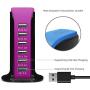 Quick Charge 3.0 USB Wall Charger 6 Ports Desktop QC 3.0 USB Hub Charging Station,Travel Charger Fast Charging Compatible with Phone, Tablets,Smartphones and More(Black +Rose Red
