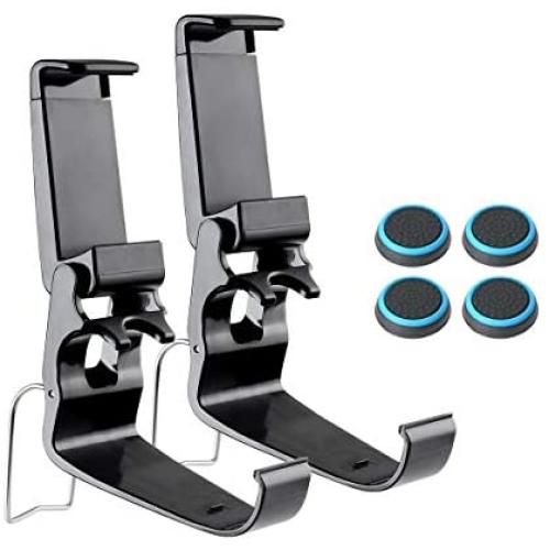 2 Pack Foldable Controller Mobile Phone Holder/Cellphone Clamp/Clip Compatible with Xbox One/Xbox One S/Steelseries Nimbus/SteelSeries Stratus XL Controllers (Black)