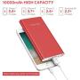 Yoobao Portable Charger 10000mAh Slim Power Bank Powerbank External Cell Phone Battery Backup Charger Battery Pack Dual Input Compatible iPhone 11 X XR Xs Max 8 7 Plus Android Samsung - Bright Red