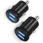 Car Charger [2-Pack] RAVPower 24W 4.8A Mini Dual USB Car Adapter, Compatible with iPhone 11 Pro Max XS Max XR X 8 7 Plus, Ipad Pro Air Mini and Galaxy S9 S8 Plus, Edge Note Series and More (Black)