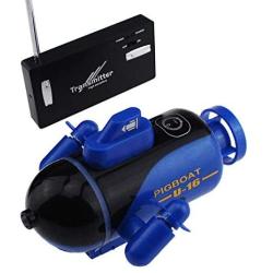 Tipmant Kids Mini Radio Remote Control Submarines Toys RC Boat Waterproof Diving Water Gift (Blue)