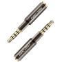 FosPower (1 Pack) 3.5mm Male to Female Auxiliary Stereo Audio Headphone Jack AUX Adapter [4-Conductor TRRS | 24K Gold Plated Plug] for iPhone, Smartphones, Tablets, Speakers, Microphone & Card Readers