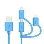 Apple MFI Certified 3-in-1 Cable, Lightning/Type C/Micro USB Cable for iPhone, iPad, Huawei, HTC, LG, Samsung Galaxy, Sony Xperia, Android Smartphones, iPad Pro 2018 and More 3 in 1 Blue(3FT)
