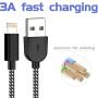 PLmuzsz iPhone Charger,MFi Certified Lightning Cable 5 Pack(3+3+6+6+10ft) Durable High-Speed Charger Nylon Braided Cord Compatible iPhone Xs/Max/XR/X/8/8Plus/7/7Plus/6S/6S Plus/SE/iPad/Nan Black&White