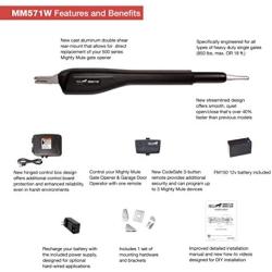 Mighty Mule MM571W Heavy Duty Smart Gate Opener, Single, Black