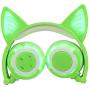 Alician Cute Cat Ear Rechargeable Gaming Headset with LED Lights Colorful Over Ear Foldable Headphones with Mic for Cell Phone