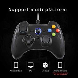 EasySMX Wired Gaming Controller,PC Game Controller Joystick with Dual-Vibration Turbo and Trigger Buttons for Windows/Android/ PS3/ TV Box(Black)