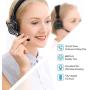 Trucker Bluetooth Headset Wireless with Noise canceling Microphone, On-Ear Wireless Headphones with Mic,Over The Head Earpiece for iOS & Android Mobile Phone, Skype, Truck Drivers, Call Center,Voip