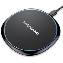 Fast Wireless Charger, NANAMI 7.5W Charging Pad Compatible iPhone SE/11/11 Pro/11 Pro Max/XS Max/XS/XR/X/8 Plus,10W Qi Charger for Samsung S20 S10 S9 S8 S7 Note 10+/9/8 & New Airpods-Ultra Slim Design