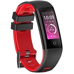 Geber Fitness Tracker HD Screen Activity Record Pedometer Calorie Counter Heart Rate Blood Pressure Sleep Monitor Color Band Smart Bracelet Android iOS Bluetooth Watch for Women Men (red)