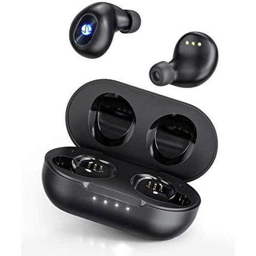 Wireless Earbuds, iTeknic TWS Bluetooth 5.0 Wireless Earbuds IPX8 Waterproof Sport Wireless Earphones with Microphone, Wireless Charging Case, USB-C Quick Charge, Touch Controls for iPhone Android