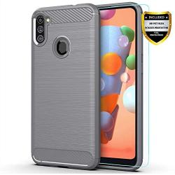 Galaxy A11 case,Samsung A11 case,with HD Screen Protector,MAIKEZI Soft TPU Slim Fashion Non-Slip Protective Phone Case Cover for Samsung Galaxy A11(Gray Brushed TPU)