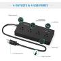 Smart Power Strip WiFi Works with Alexa, GoogleHome, Multi Plug with 4 AC Outlets & 4 USB Charging Ports, 6ft ExtensionCord, Voice Control, Timing Schedule, No Hub Required, App Control