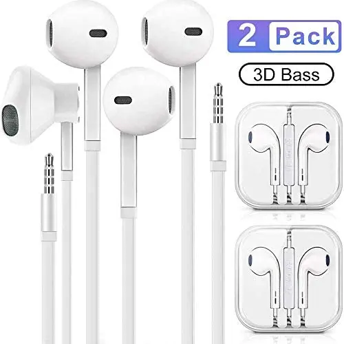 Headphones/Earphones/Earbuds,3.5mm aux Wired Headphones Noise Isolating Earphones Built-in Microphone & Volume Control Compatible iPhone iPod iPad Android/MP3 MP4 (2PACK-White) Headphones/Earphones/Earbuds,3.5mm aux Wired Headphones Noise Isolating Earphones Built-in Microphone & Volume Control Compatible iPhone iPod iPad Android/MP3 MP4 (2PACK-White)
