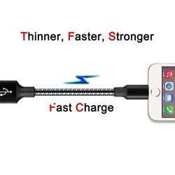 DNLM iPhone Charger, MFi Certified Charging Cable, USB Nylon Braided Syncing 5Pack 3FT 3FT 6FT 6FT 10FT Lightning Cable Compatible iPhone 11 Pro Max SE 8 8 Plus 7 7 Plus 6s 6s Plus (Black&White)