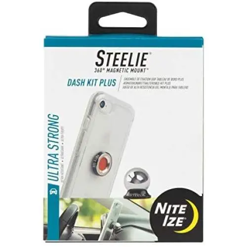 Nite Ize Steelie Dash Mount Kit Plus - Magnetic Car Dash Mount for Smartphones with 2x Holding Power and Restickable Magnet Adapter
