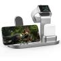 OLEBR 3 in 1 Charging Stand Compatible with iWatch Series 5/4/3/2/1, AirPods and iPhone 11/Xs/X Max/XR/X/8/8Plus/7/7 Plus /6S /6S Plus(Original Charger & Cables Required) Silver